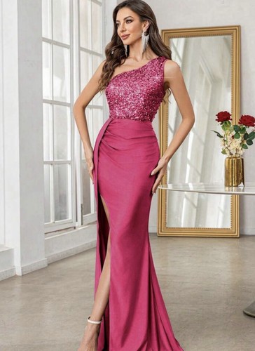 Pink one shoulder prom - 💖pink,